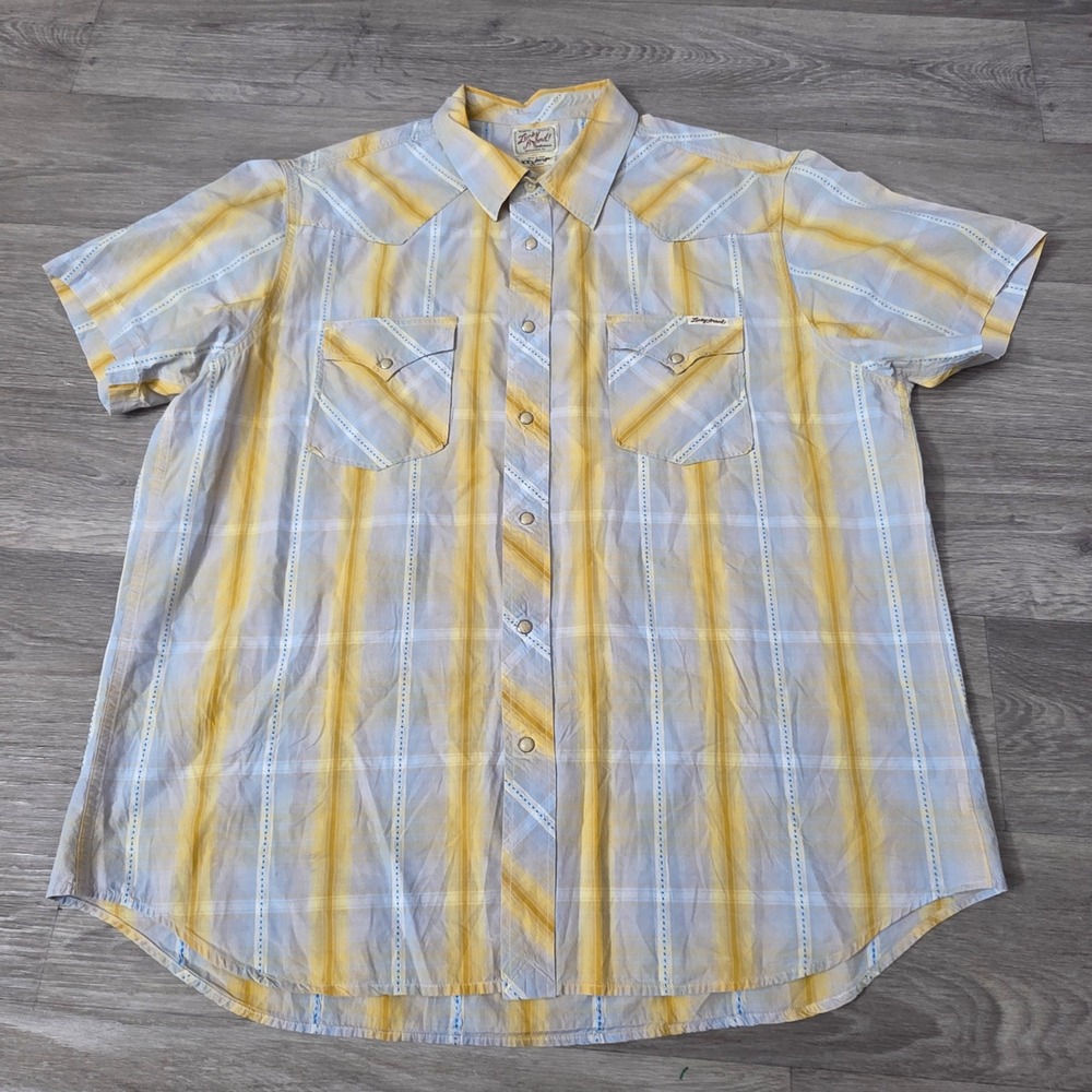 Lucky Brand Western Shirt Plaid Short Sleeve‎ Snap Button XXL